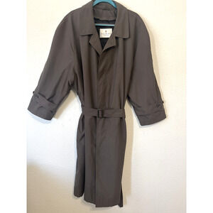 Vintage‎ Bill Blass Trench Coat Mens 46R Olive Belted Classic Made In USA